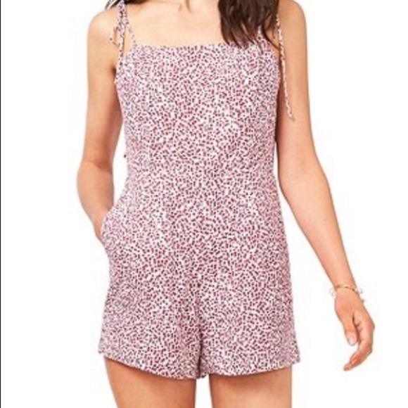 1.State Square Neck Sleeveless Tie Shoulder Ditsy Floral Romper- Sz XS NWT - Picture 3 of 7